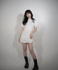 corset ribbon T-shirt one-piece White