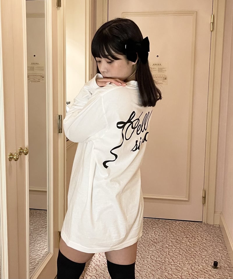 pellsiana ribbon logo long tee White | pellsiana