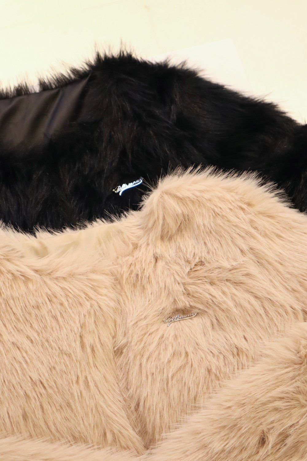 ペルシャナ　pellsiana charm logo far coat charm logo fur coat -Black- | pellsiana