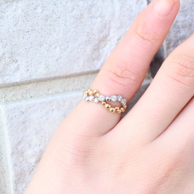 k18 Pt900 コンビ　ピンキーリング ダイヤモンド リング コンビ Pt900 K18 ダイヤ付 (Type-CM)