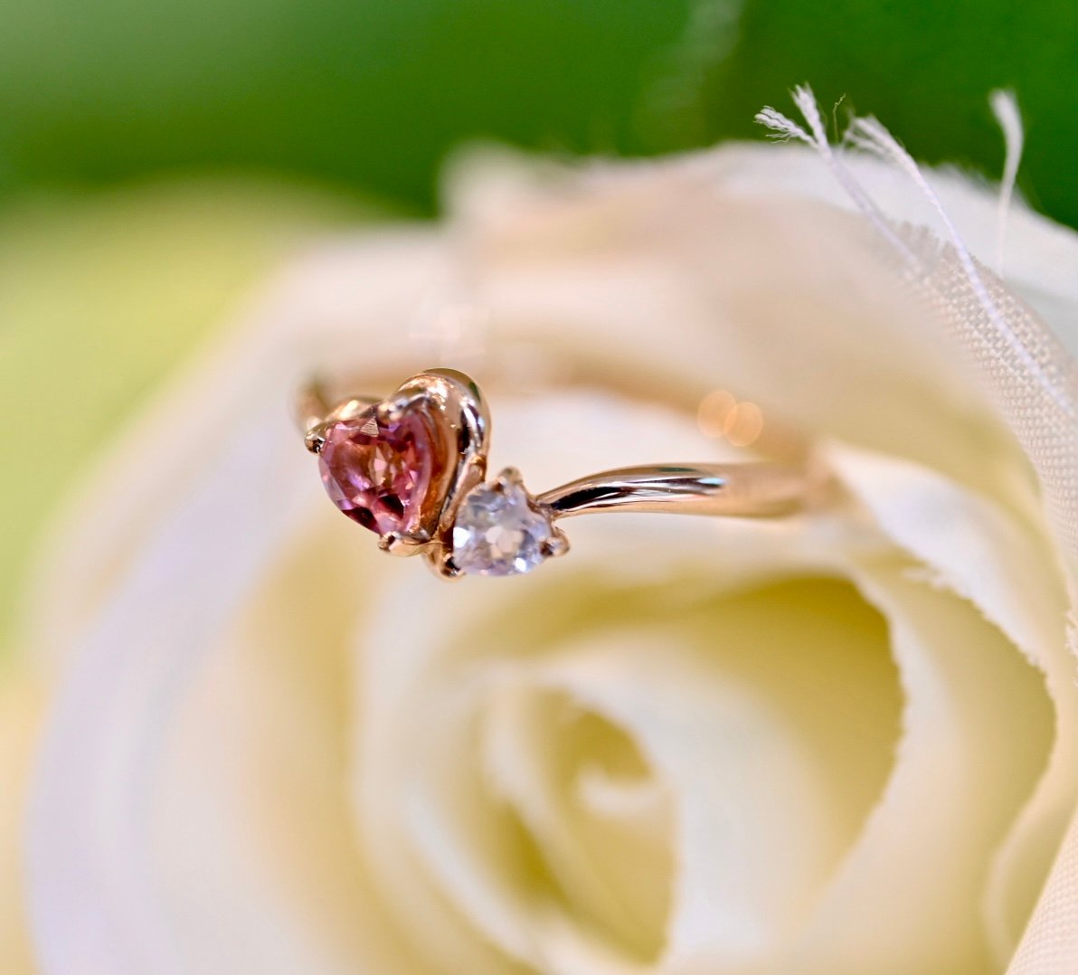 ★【 ELLE 】K18 トルマリン ムーンストーン 指輪 11号 2.9g ☆【 ELLE 】K18 トルマリン ムーンストーン 指輪 11号 2.9g