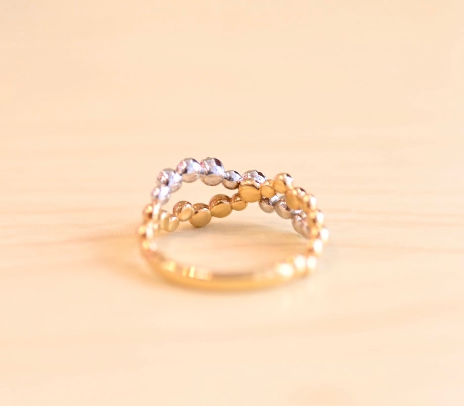 K18コンビ ダイヤモンドピンキーリング | エレガンスアライ