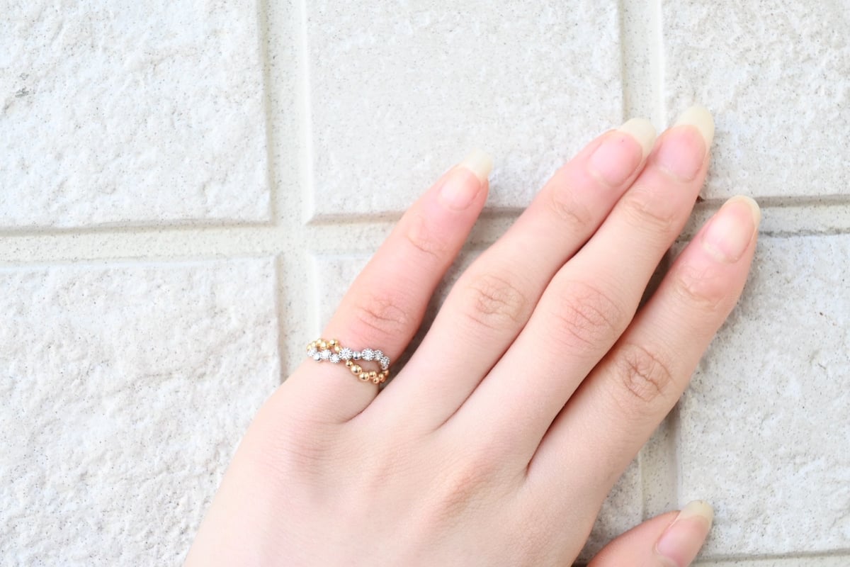 k18 Pt900 コンビ　ピンキーリング ダイヤモンド K18コンビ ダイヤモンドピンキーリング | エレガンスアライ