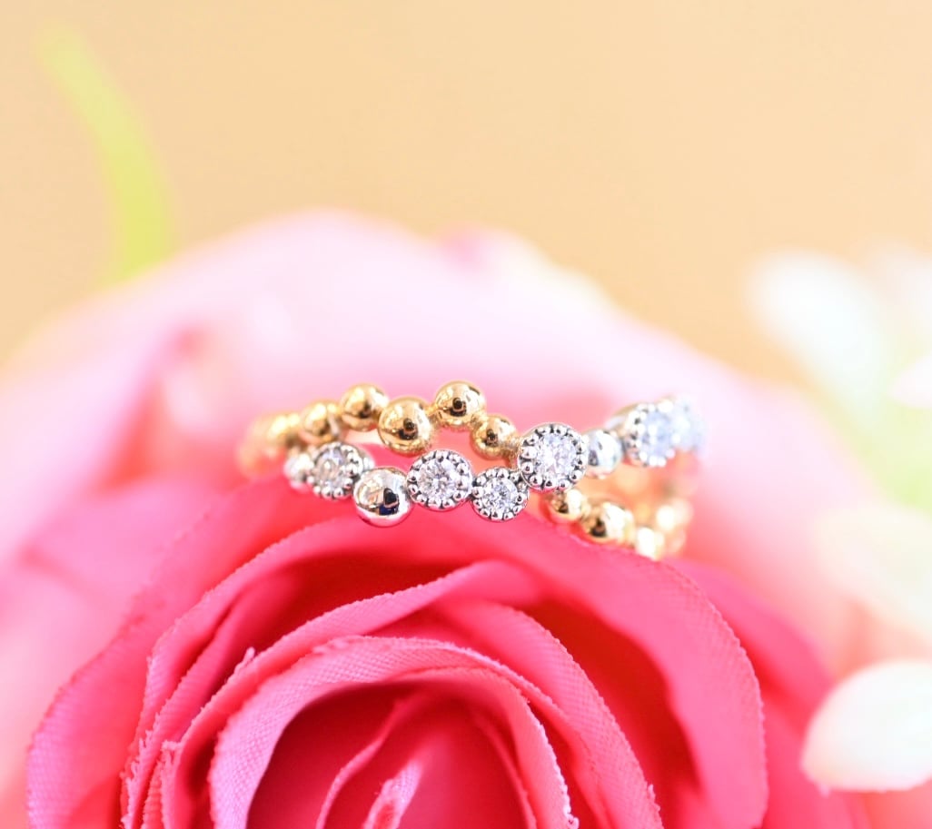 K18コンビ ダイヤモンドピンキーリング | エレガンスアライ