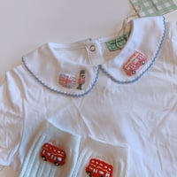 【即納販売】ロンドンバスフレンチノット丸襟シャツ