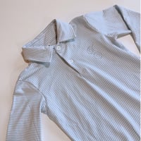 【即納販売】ボーダーポロ（ライトブルー）※刺繍なし