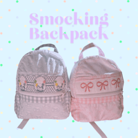 【即納販売】リボンスモッキング刺繍リュック