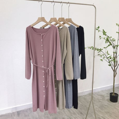 【ラウンドネックワンピース】4color