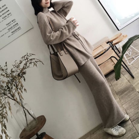 【羊毛 ニット セットアップ】3color
