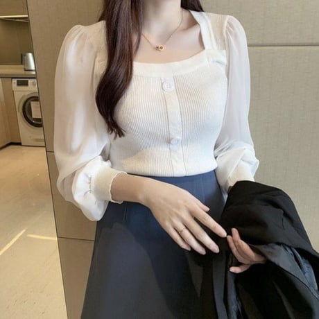 【シアースリーブニットプルオーバー】6color