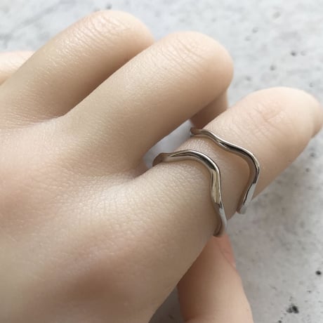 【18K silver ダブルライン リング】2color