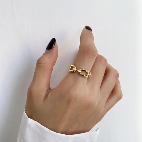 【18K シルバー カクチェーン リング】2color
