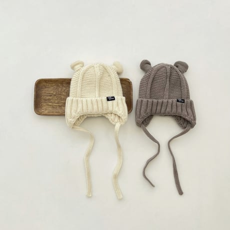 【熊耳ベビーニットキャップ】3color