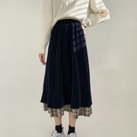 【コーデュロイ　チェックコンビスカート】