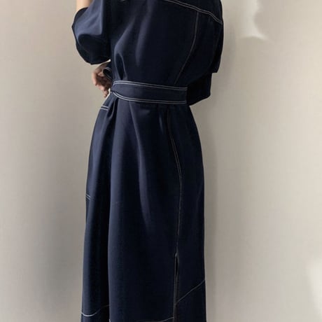 【立体的デザイン　2wayシャツワンピ】2color