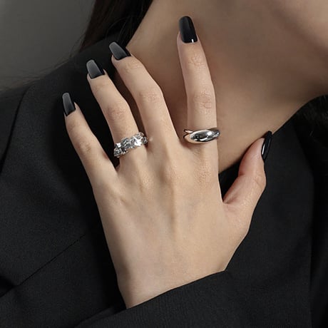 【18K シルバー センターシィク サイド2ライン リング】2color
