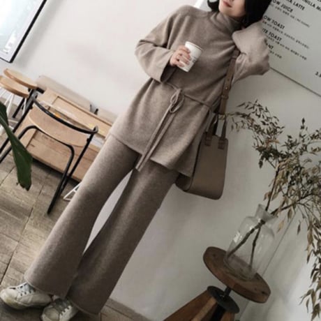 【羊毛 ニット セットアップ】3color