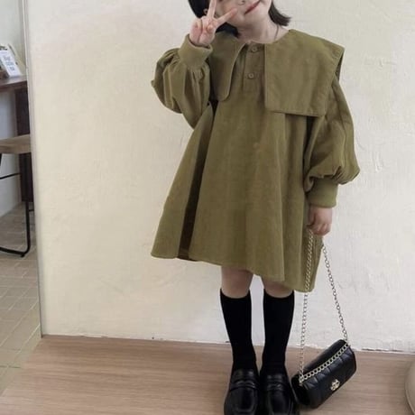 【ビッグ襟　ふんわりワンピース】