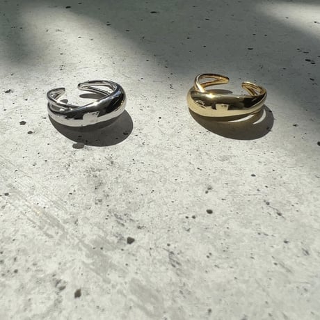 【18K シルバー センターシィク サイド2ライン リング】2color