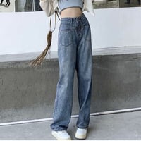 【ゆったりシルエット　ハイウエストデニムパンツ】
