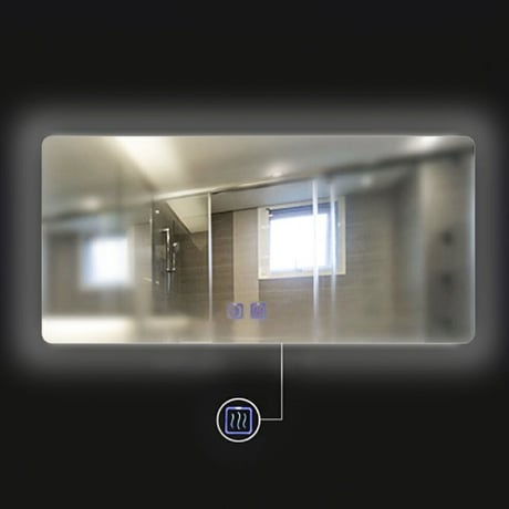 【ミラー LED 四角形 高級 ホテル ミラー 70×50cm】