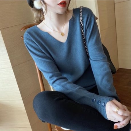 【Vネックセーター】7color