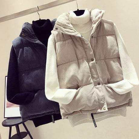 【レイヤードスタイル コーデュロイベスト】3color