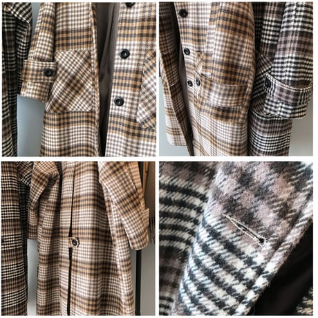 【ロング丈チェック柄スーツコート】2color
