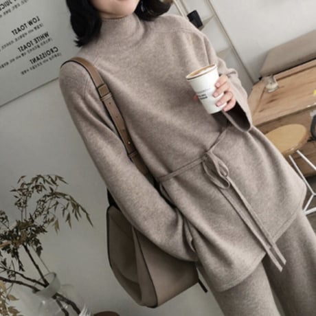 【羊毛 ニット セットアップ】3color