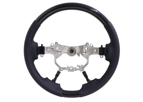 【BRASH】TOYOTA 30系 アルファード  黒木目調×シボ加工レザー ステアリング ハンドル 【CH-TABUSH01】