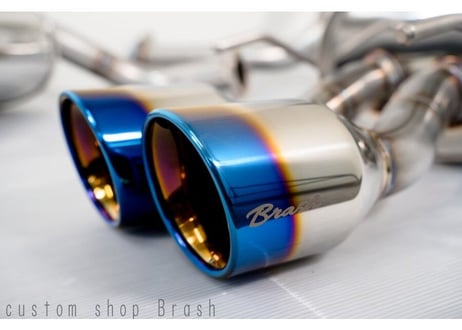 【BRASH】◆ GRX130 マークX BRASH4本出しマフラー◆日本製◆車検対応◆良音◆ステンレス チタンカラーマフラー◆純正中間パイプ対応リアピース◆MARKX◆【BR-4SM-ST】