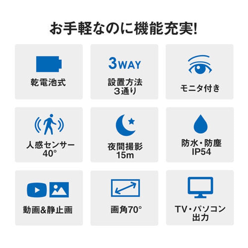 配線いらずの防犯カメラ CMS-SC01GY （電池式） | 株式会社 田村商店