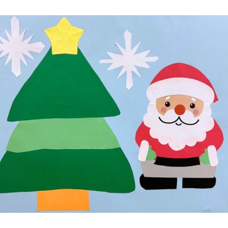 【お値下げ中】色画用紙　クリスマス　子どもサンタクロース　ツリー等　冬　壁面 クリスマス飾り色画用紙セット | 株式会社 田村商店
