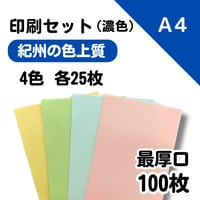 【紀州の色上質<最厚口>】印刷セット（濃色）A4　100枚（4色各25枚）