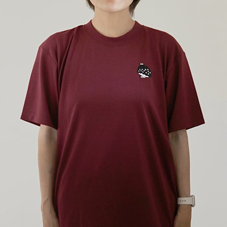【数量限定】夏毛の雷鳥のワンポイント刺繍　半袖dryTシャツ（アズキ）