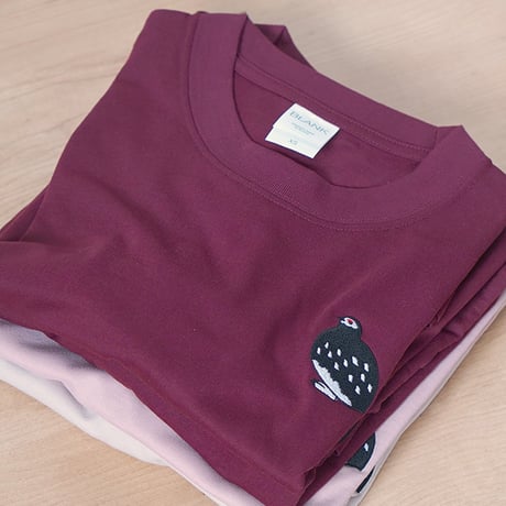 【数量限定】夏毛の雷鳥のワンポイント刺繍　半袖dryTシャツ（アズキ）