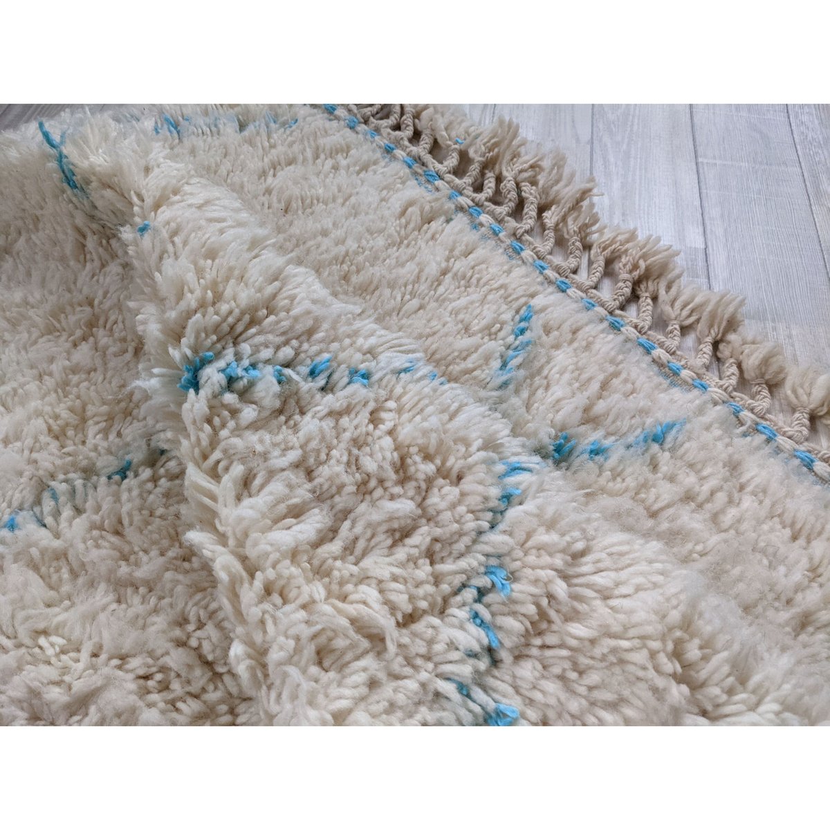 ベニワレン　W250cm×H130 クリーニング済 ベニワレン ブルーライン 水色 ヴィンテージ | Rosy Cozy