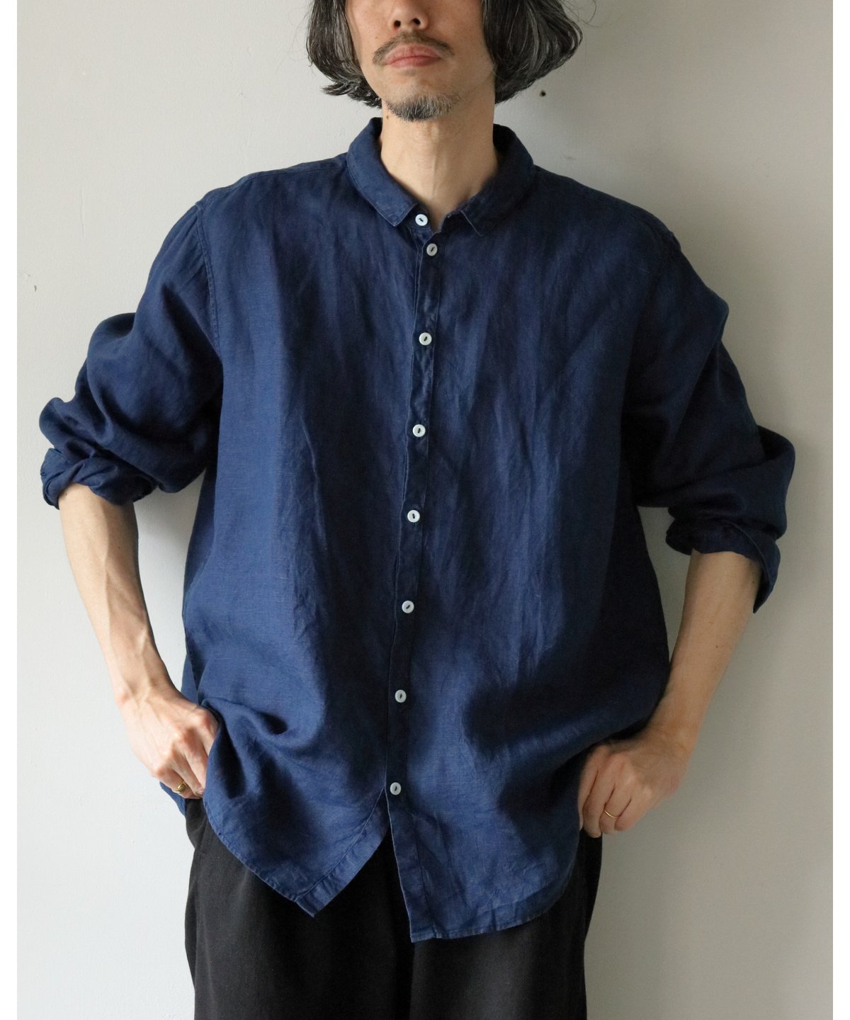 【再販品】MITTAN 綿高密度シャツ 藍×クチナシ サイズ4 MITTAN / 大麻シャツ 大 <藍(濃)> | AUTHOR