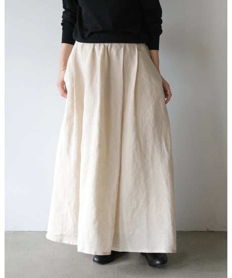 R&D.M.Co- / DENSELY LINEN TUCK LONG SKIRT <antique white>