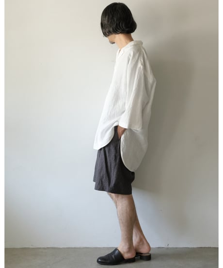 kläuse / The Shorts 2 <grey : cotton linen canvas (chambray)>