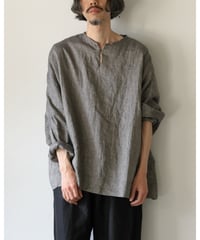 kläuse / C.S Wide Slit Neck Shirt <chambray black>