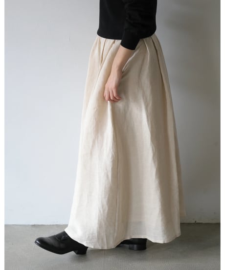 R&D.M.Co- / DENSELY LINEN TUCK LONG SKIRT <antique white>