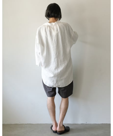 kläuse / The Shorts 2 <grey : cotton linen canvas (chambray)>