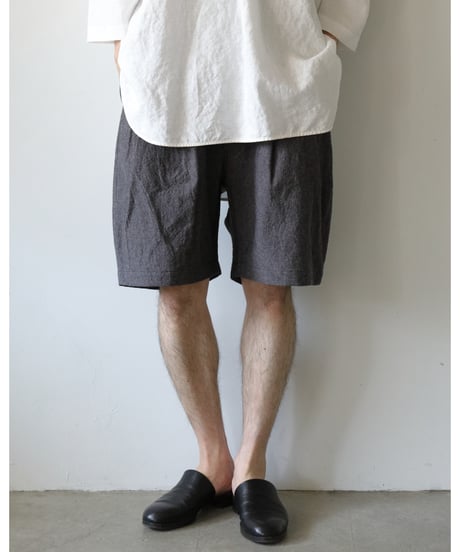 kläuse / The Shorts 2 <grey : cotton linen canvas (chambray)>