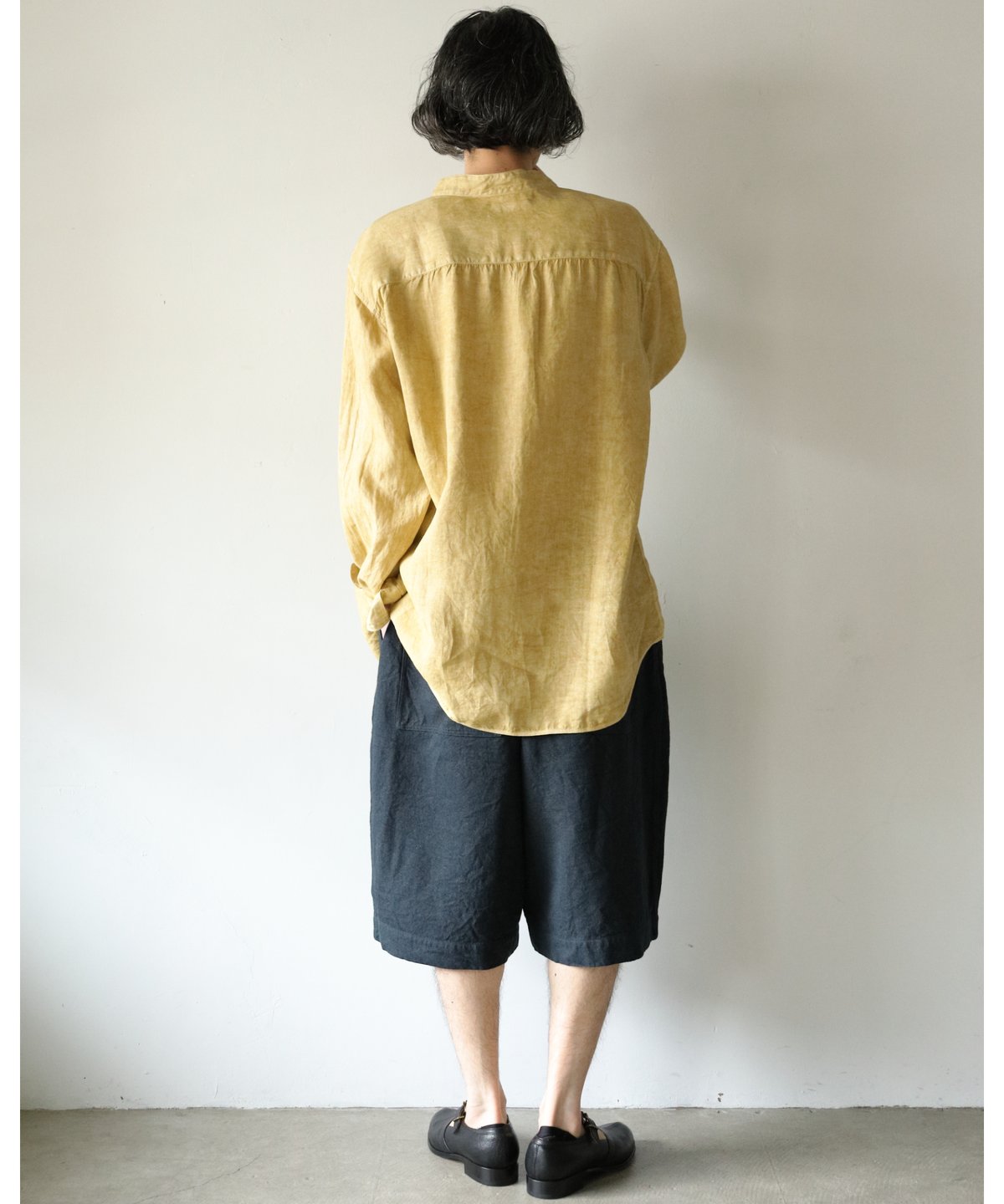 MITTAN 亜麻苧麻ショートパンツ　サイズ2 MITTAN / 亜麻苧麻ビッグショートパンツ <墨黒> | AUTHOR