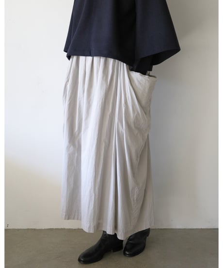 R&D.M.Co- / GARMENT DYE LAWN WRINKLE POCKET SKIRT <gray>