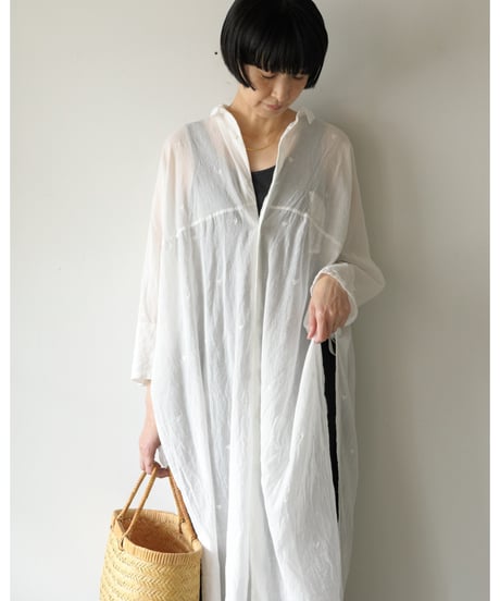 quitan / AO DAï LONG SHIRT - Jamdani Heart <white>