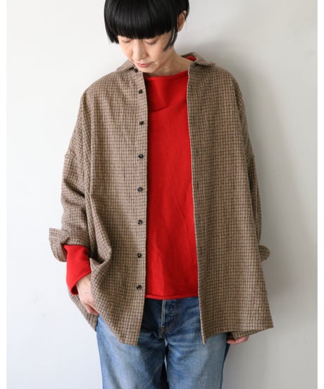 R&D.M.Co- / COTTON WOOL OVERSIZED SHIRT <check>