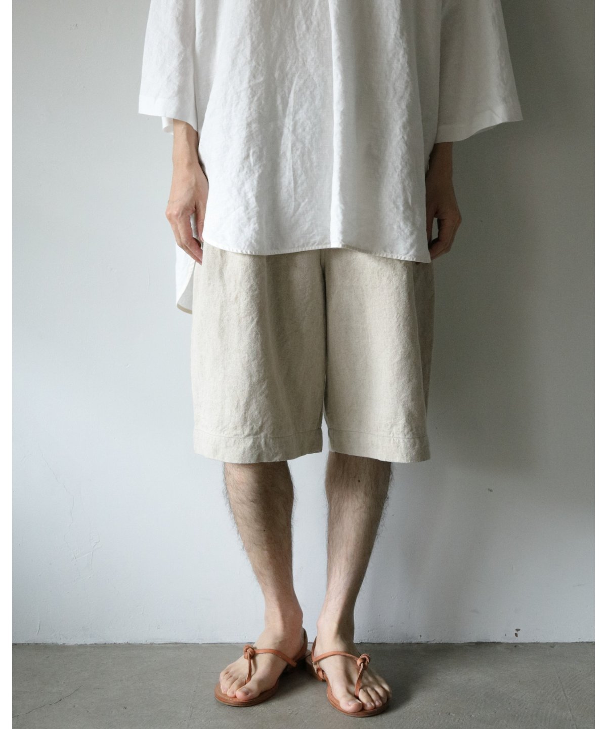 再入荷 MITTAN / 亜麻苧麻ビッグショートパンツ <生成> | AUTHOR