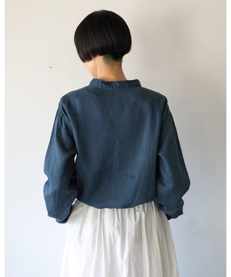 MITTAN / ラミーシルクシャツ <藍×胡桃>